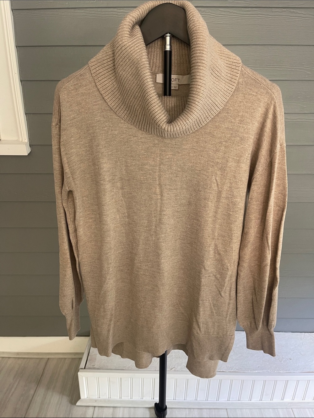 LOFT Taupe Cowl Neck Sweater Size Medium